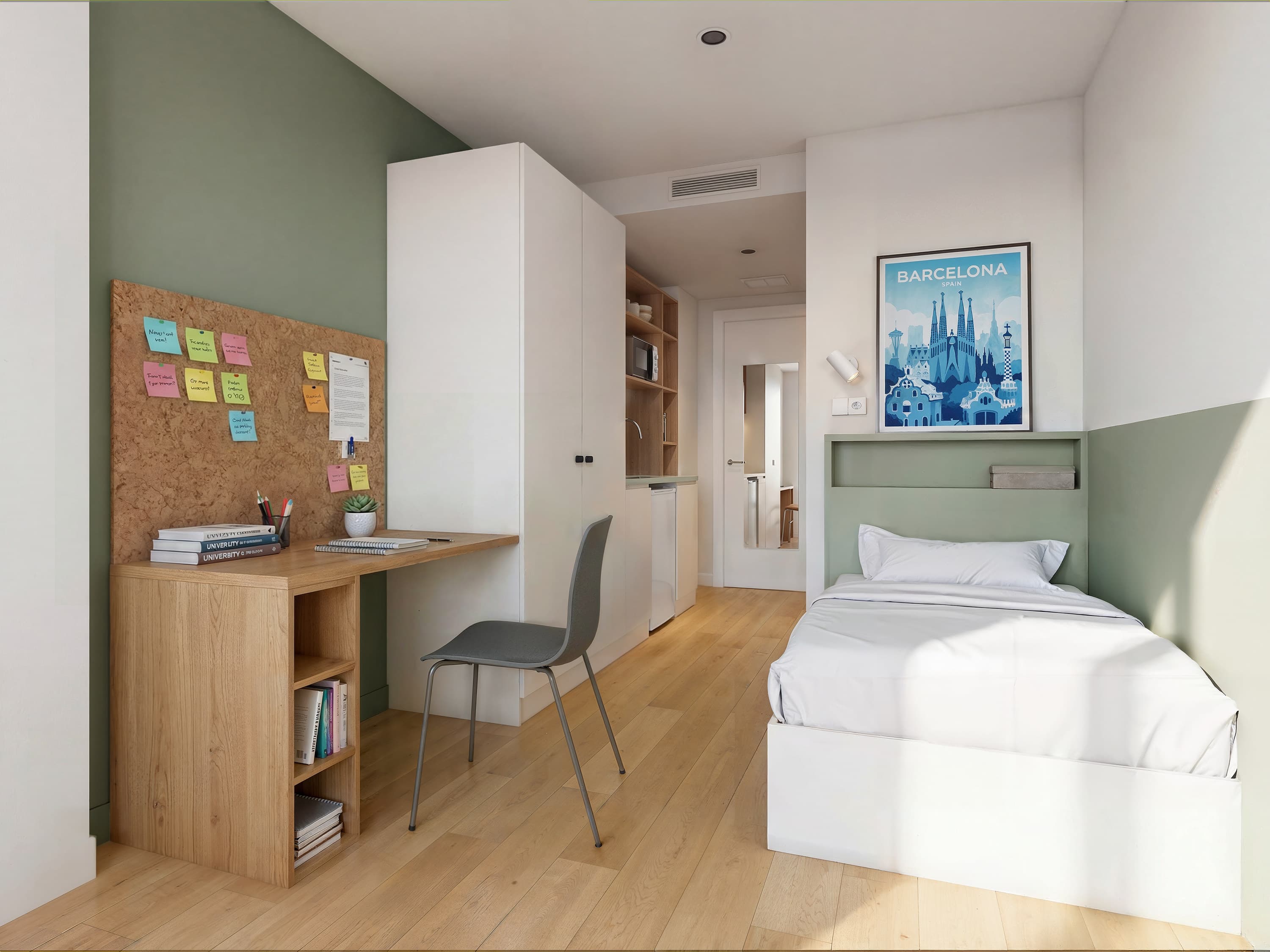 Visualización CGI de una habitación de Camplus Perú Poblenou